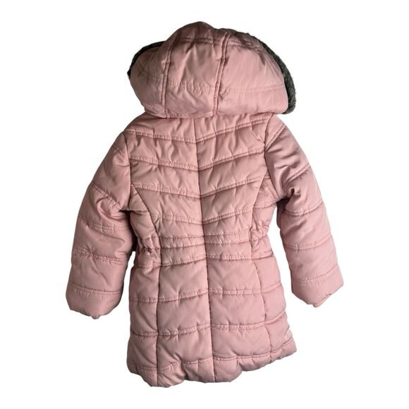 Calvin Klein Aerial Longline Hooded Jacket Girls Size 4T Silver Pink - Picture 2 of 7